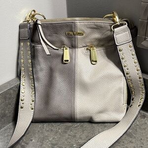 Steve Madden Gray and Cream Crossbody Bag with Gold Details